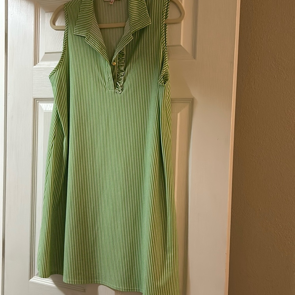 Green and white striped Jude Connally dress